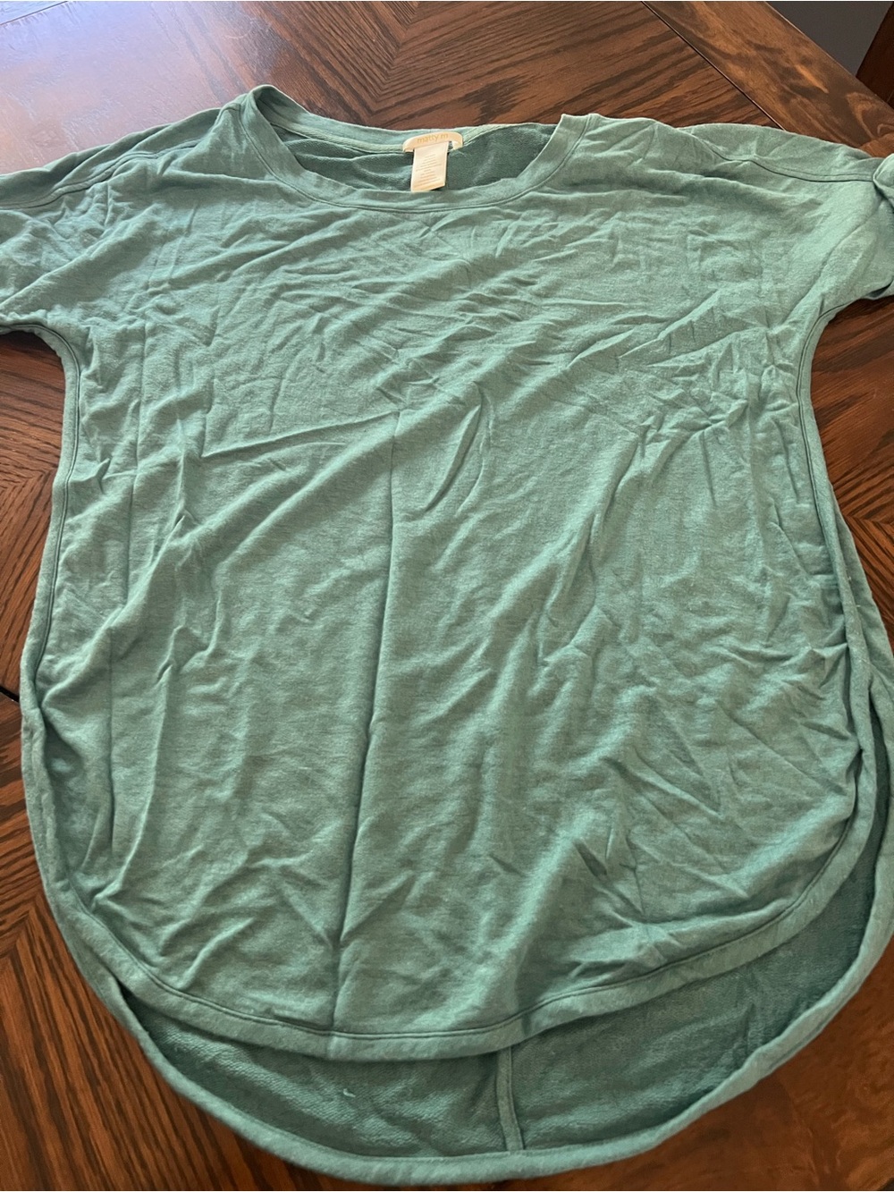 Matty M Teal Solid Round Neck Short Sleeve Knit T-Shirt S # 528